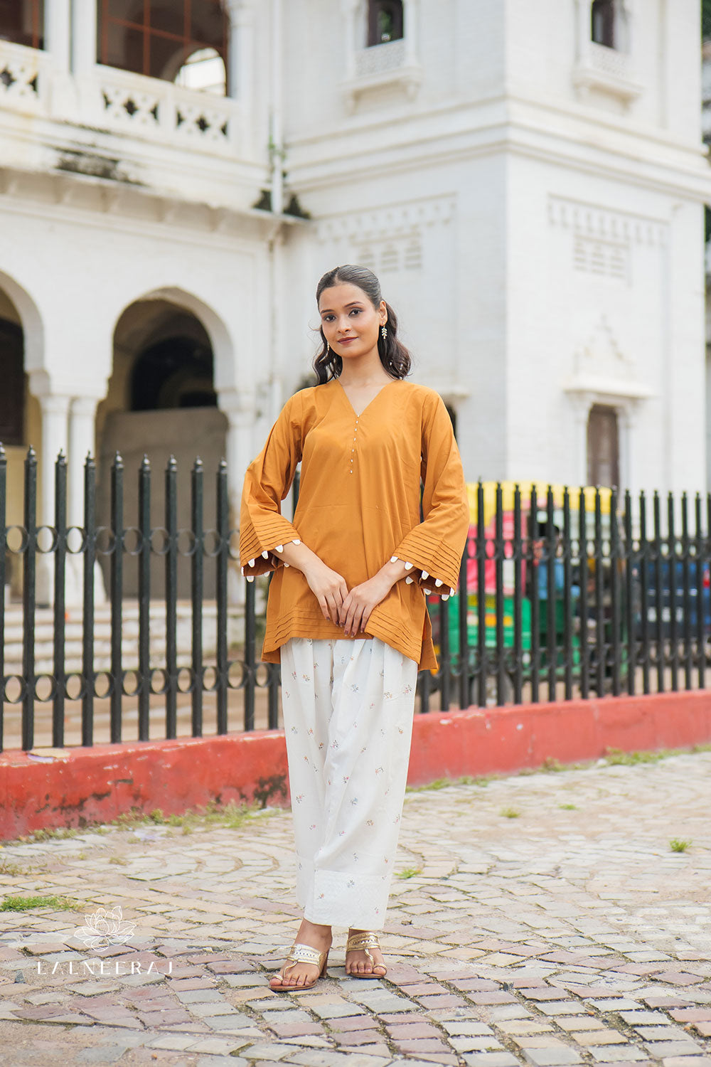 Mustard Floral Farshi Salwar Set