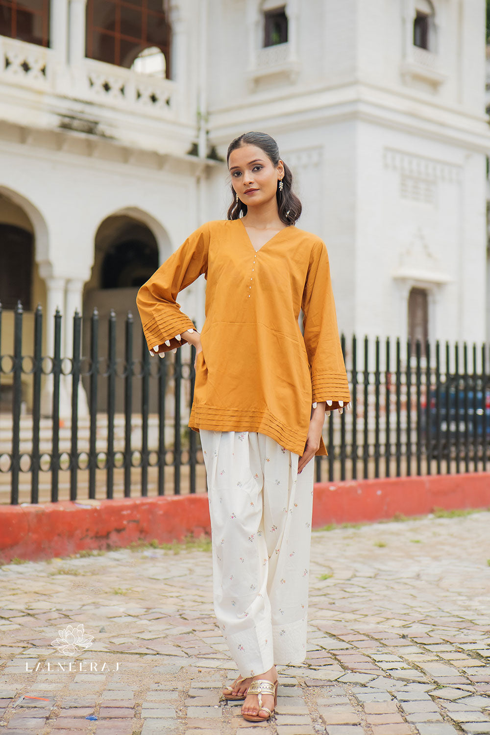 Mustard Floral Farshi Salwar Set