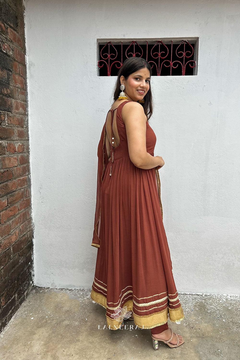 Desi Mocha - Ankle length Anarkali set