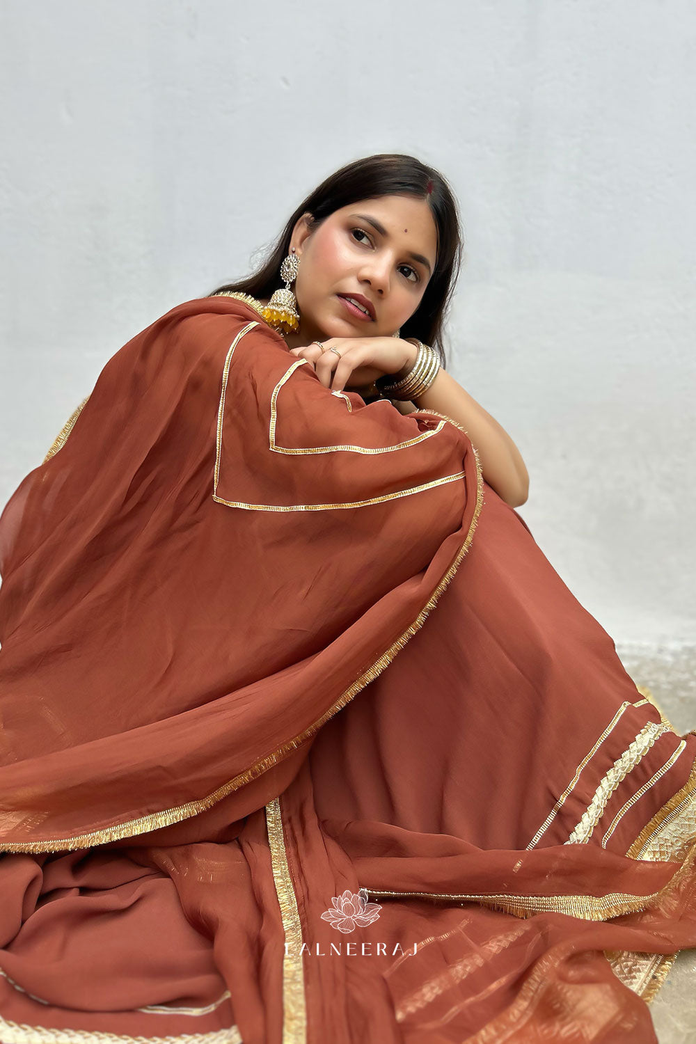 Desi Mocha - Ankle length Anarkali set