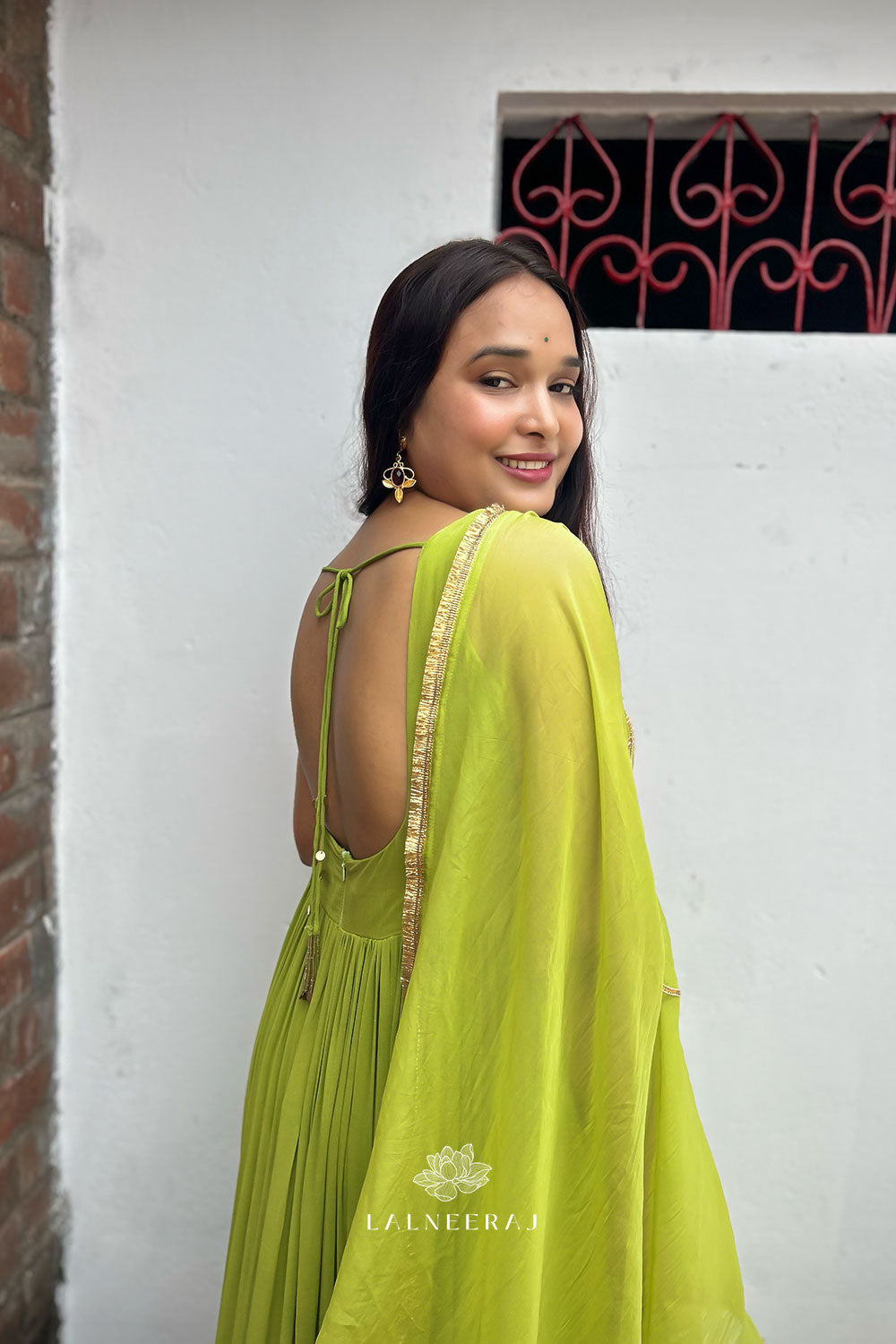 Masala Lime: Ankle length Anarkali set