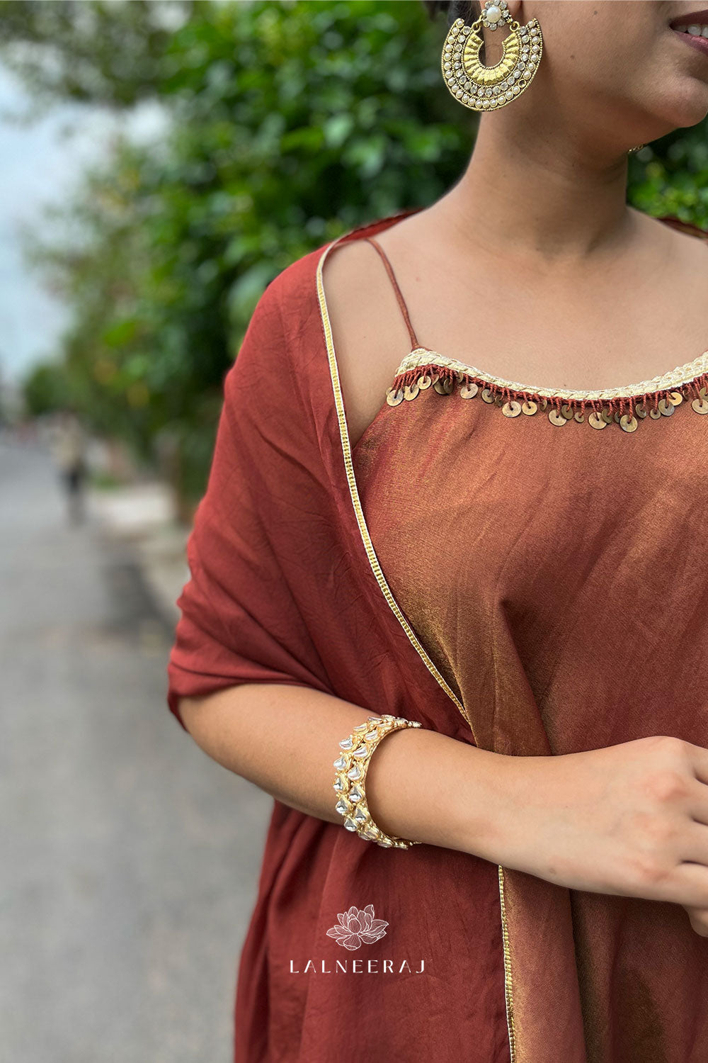 Falak - Brown-Gold Sharara Set