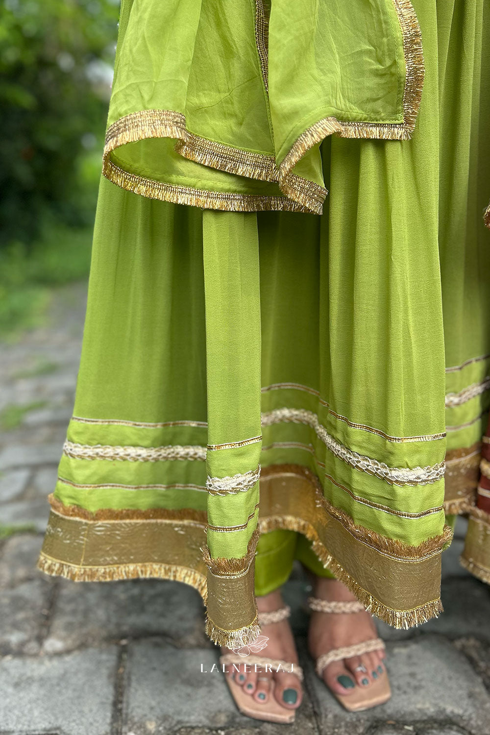 Masala Lime: Ankle length Anarkali set