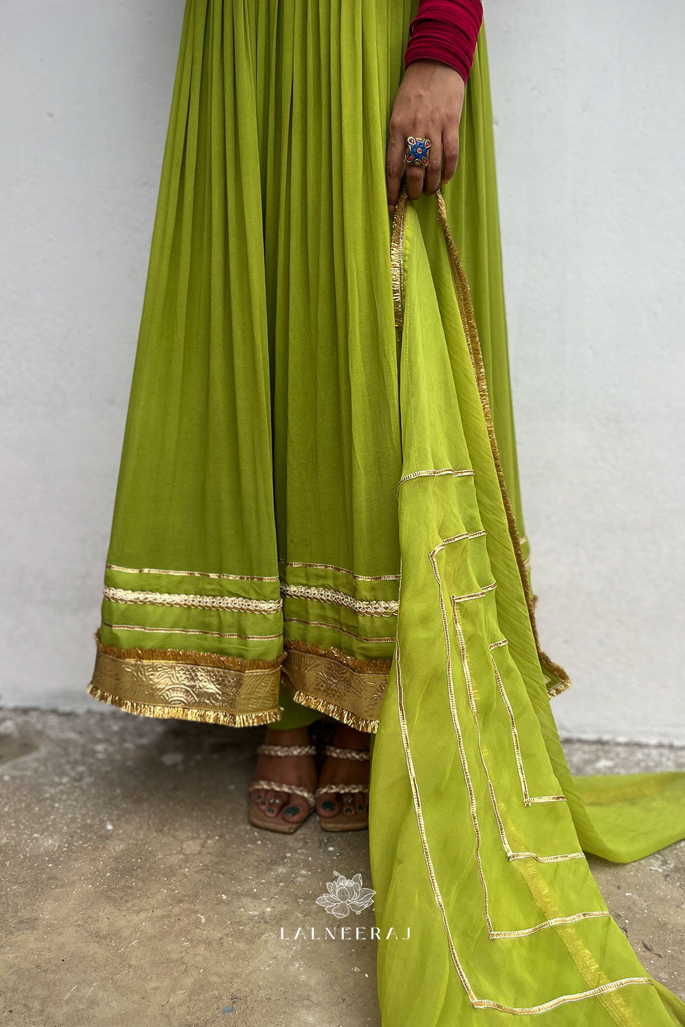 Masala Lime: Ankle length Anarkali set