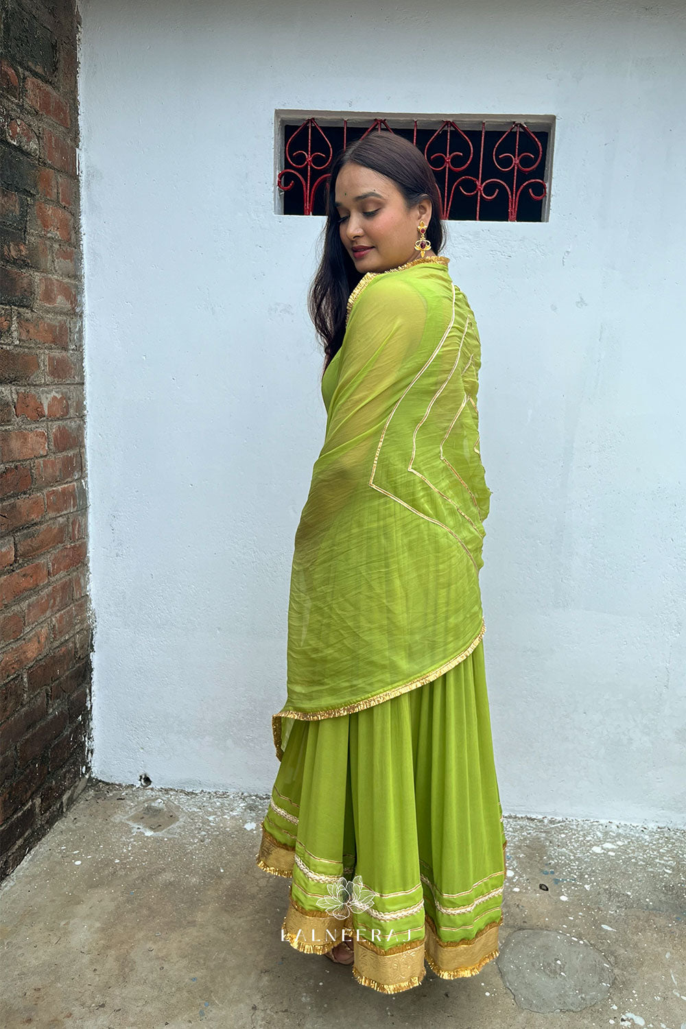 Masala Lime: Ankle length Anarkali set