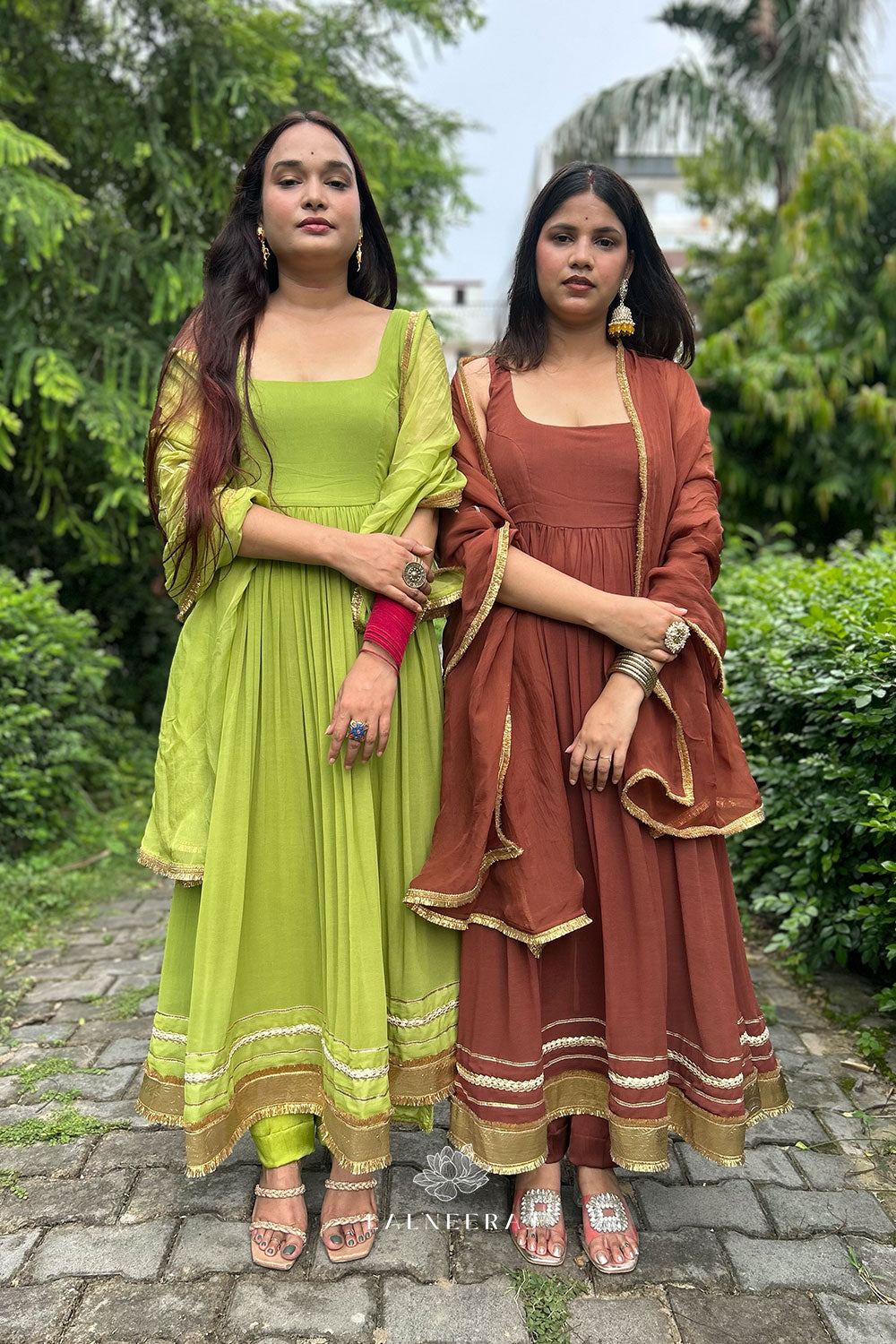 Masala Lime: Ankle length Anarkali set