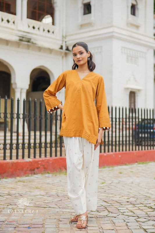 Mustard Floral Farshi Salwar Set