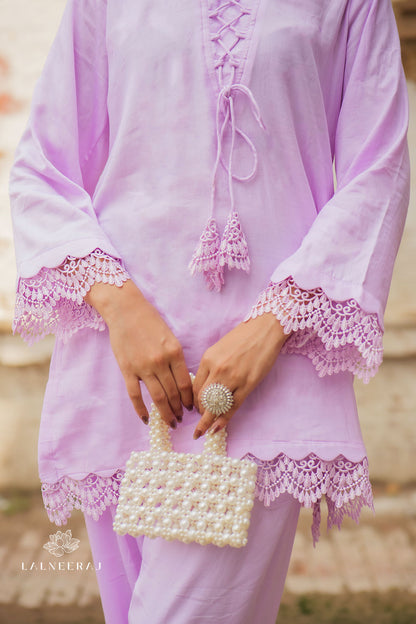 Lilac Scallop Lace Co-ord Set