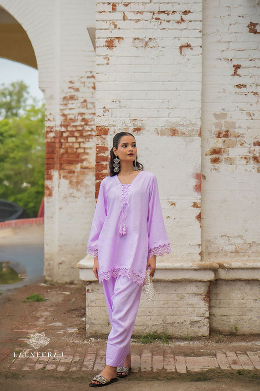 Lilac Scallop Lace Co-ord Set