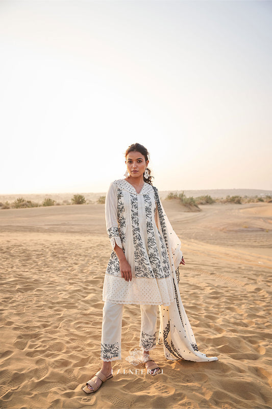 Meher - Embroidered Short Anarkali Set