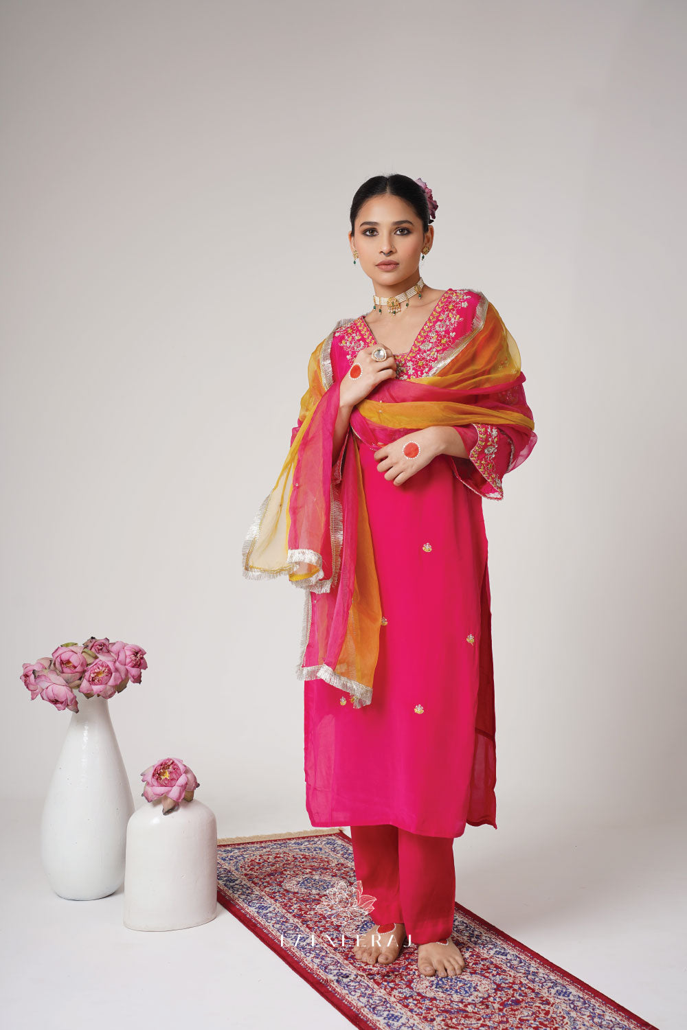 Fana - Pink & Yellow Kurta Set