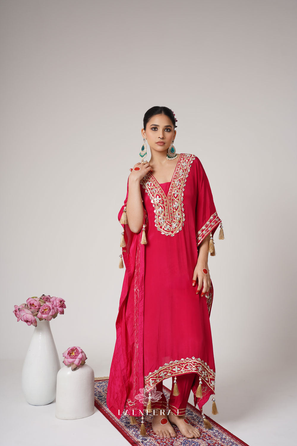 Gul - Gota Patti Pink Kaftan Set