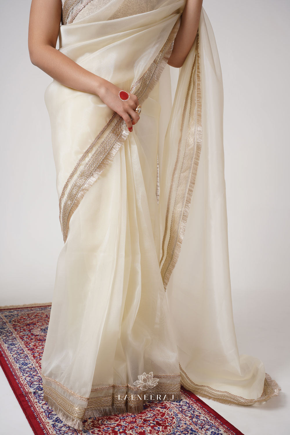 Mala - Ivory Tissue Saree