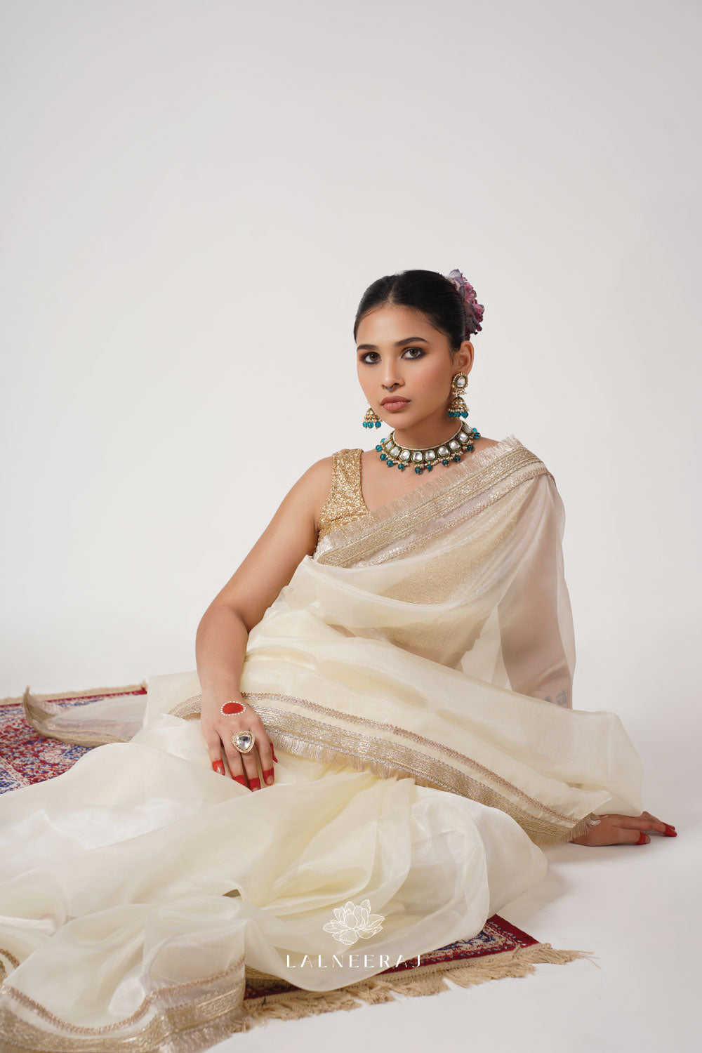 Mala - Ivory Tissue Saree