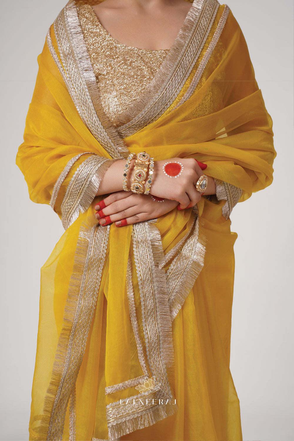Mala - Yellow Tissue Saree