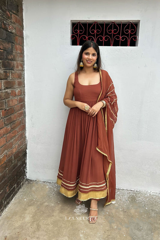 Desi Mocha - Ankle length Anarkali set