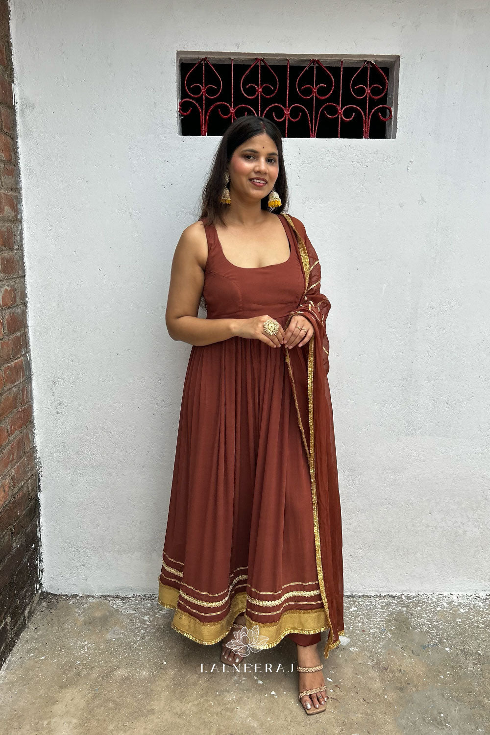 Desi Mocha - Ankle length Anarkali set