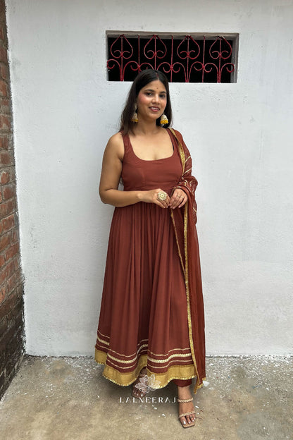 Desi Mocha - Ankle length Anarkali set