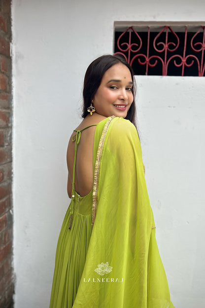 Masala Lime:  Ankle length Anarkali set