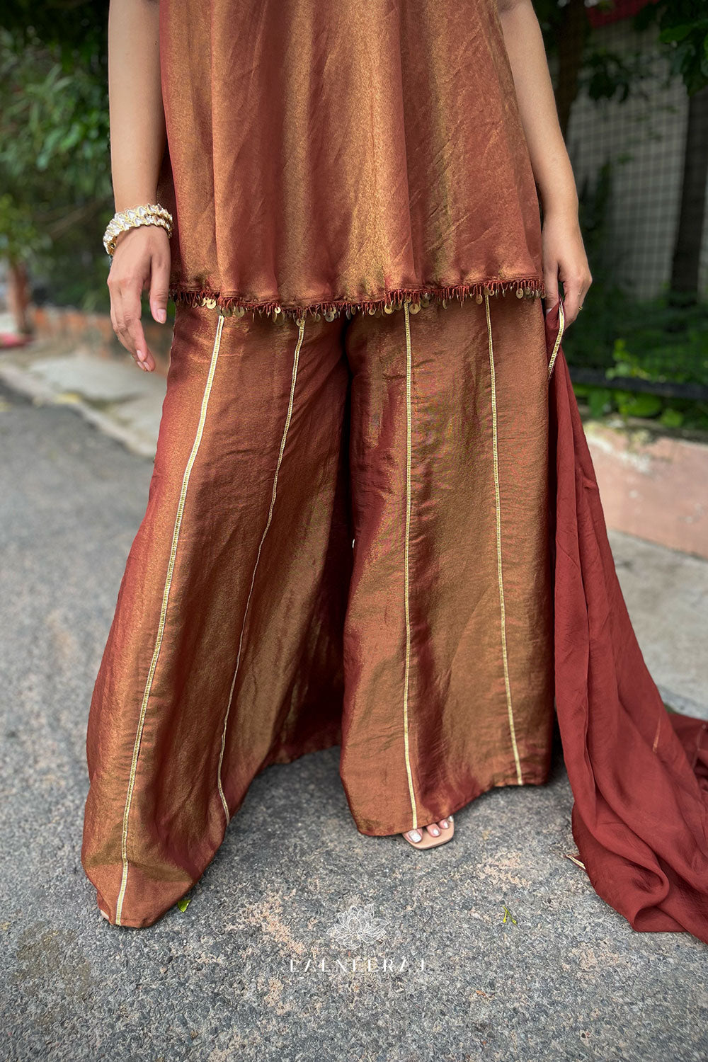Falak - Brown-Gold Sharara Set