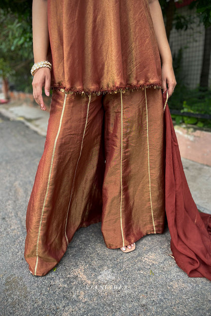 Falak - Brown-Gold Sharara Set