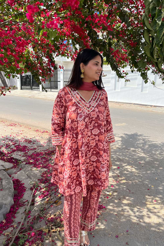Rose Kurta Set with Dupatta